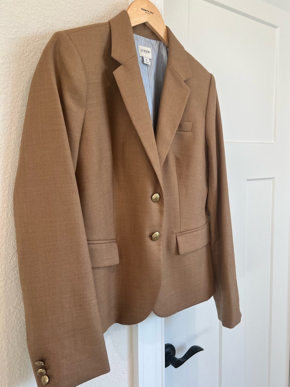 J. Crew Tailored Blazer Jacket Schoolboy Notch Collar Gold Button 6 Khaki Tan